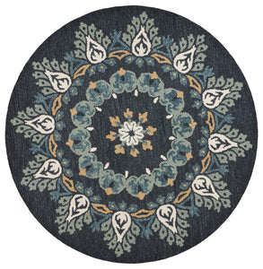 4’ Round Black Floral Paradise Area Rug