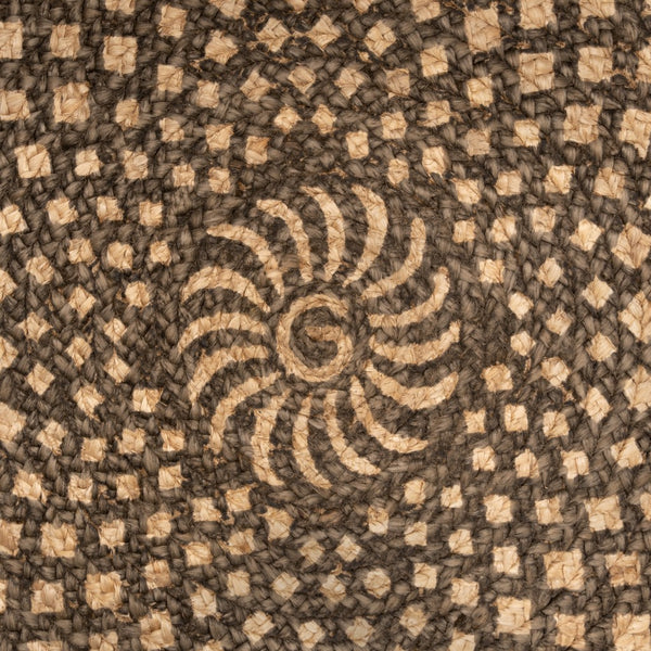 4’ Round Brown Geometric Medallion Area Rug