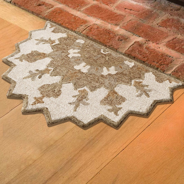 2’ x 4’ Tan Retro Modern Medallion Hearth Rug