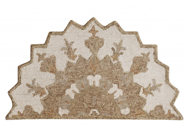 2’ x 4’ Tan Retro Modern Medallion Hearth Rug