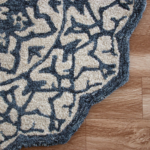 2’ x 4’ Navy and White Decorative Hearth Rug