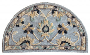 2’ x 4’ Blue and Beige Floral Hearth Rug