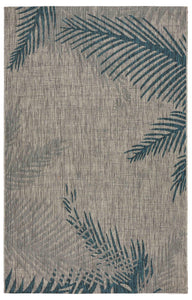 5’ x 7’ Gray Palm Leaves Indoor Outdoor Area Rug