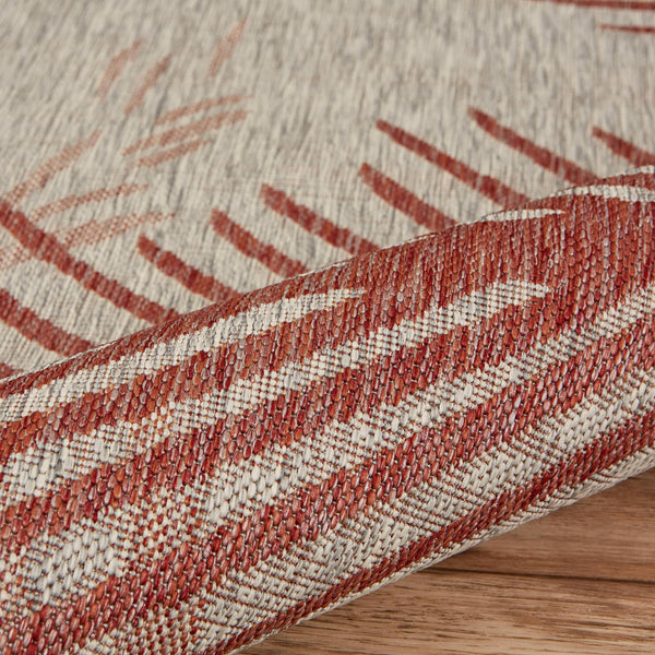 5’ x 7’ Red Palm Leaves Indoor Outdoor Area Rug