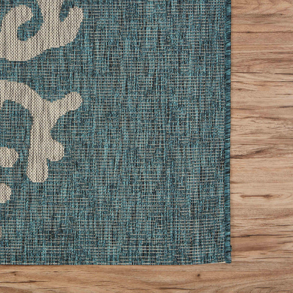 5’ x 7’ Blue Coral Reef Indoor Outdoor Area Rug