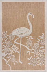 5’ x 7’ Tan Flamingo Indoor Outdoor Area Rug