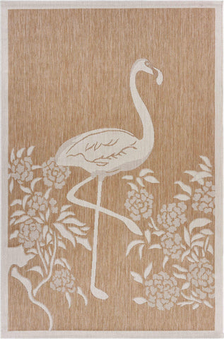 5’ x 7’ Tan Flamingo Indoor Outdoor Area Rug