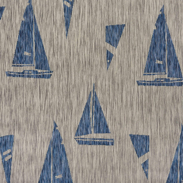 5’ x 7’ Gray Sailboat Indoor Outdoor Area Rug