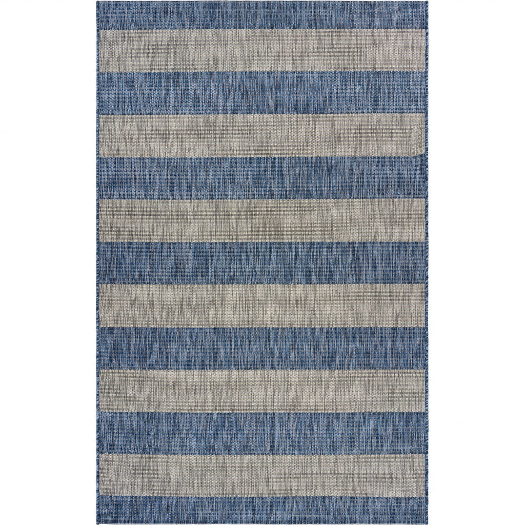 2’ x 3’ Navy Stripes Indoor Outdoor Scatter Rug