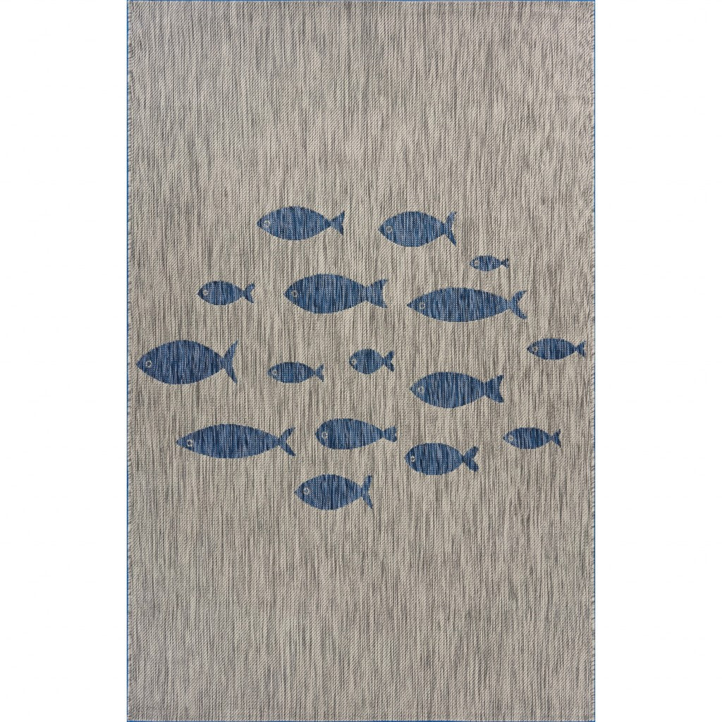 2’ x 3’ Gray Coastal Indoor Outdoor Scatter Rug