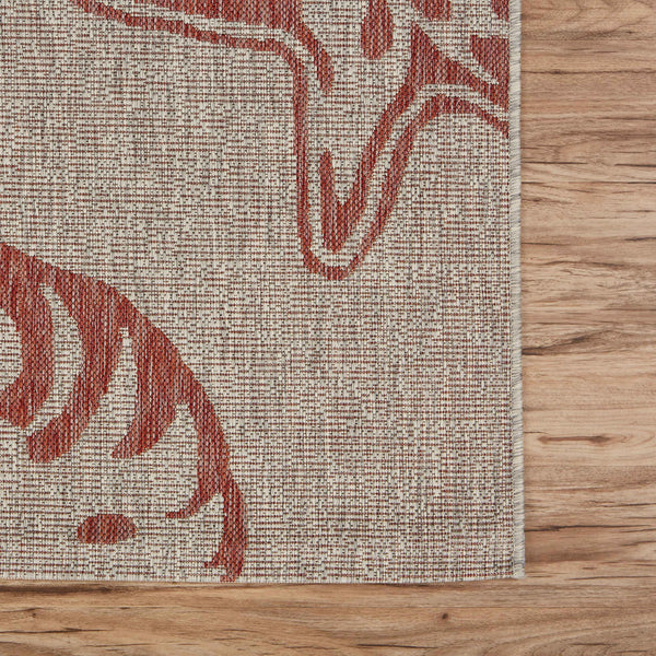 5’ x 7’ Red and Beige Seashell Area Rug