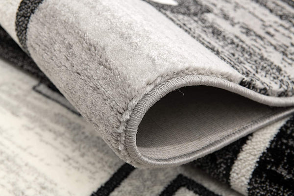 2’ x 10’ Gray Asymmetric Blocks Runner Rug