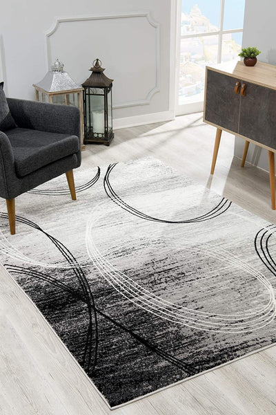 2’ x 10’ Gray Distressed Swirls Runner Rug