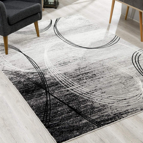 2’ x 10’ Gray Distressed Swirls Runner Rug