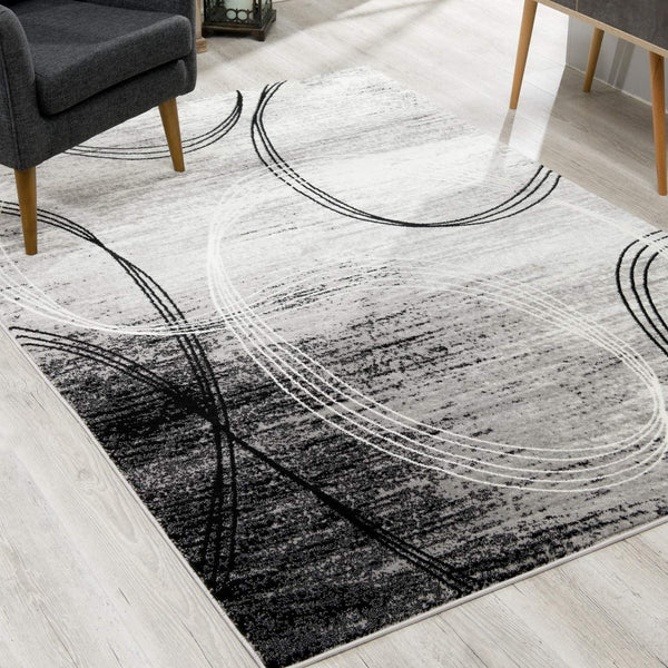 2’ x 13’ Gray Distressed Swirls Runner Rug