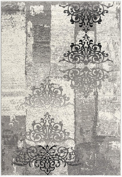 2’ x 4’ Gray Faded Filigree Pattern Area Rug