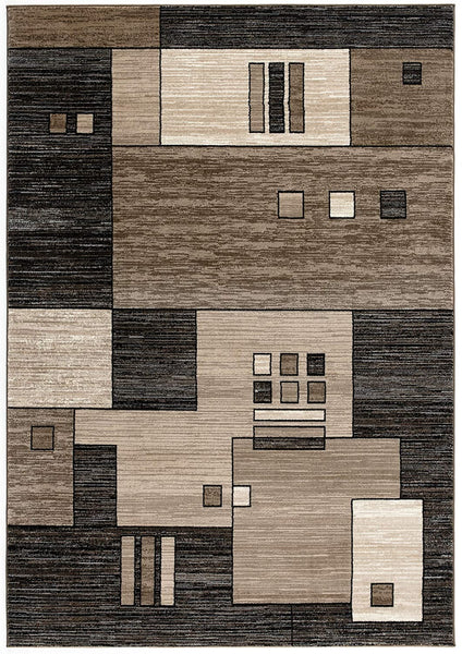 2’ x 10’ Beige and Brown Geometric Runner Rug