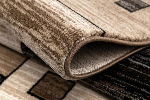 2’ x 13’ Beige and Brown Geometric Runner Rug