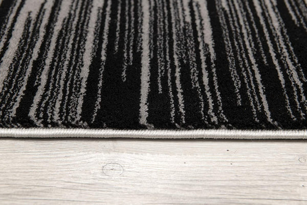 2’ x 10’ Black Transitional Striped Runner Rug