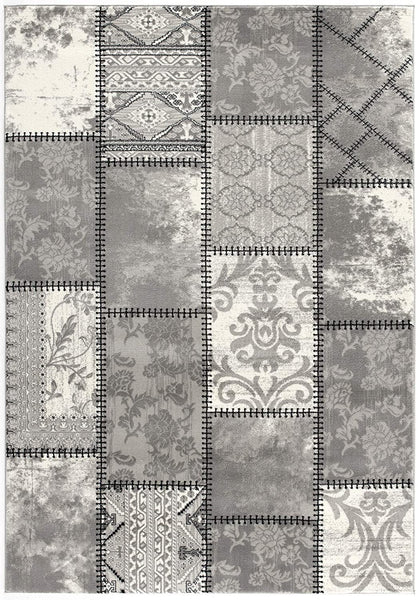 2’ x 10’ Gray Decorative Patches Runner Rug