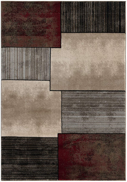 2’ x 13’ Brown Overlapped Blocks Runner Rug