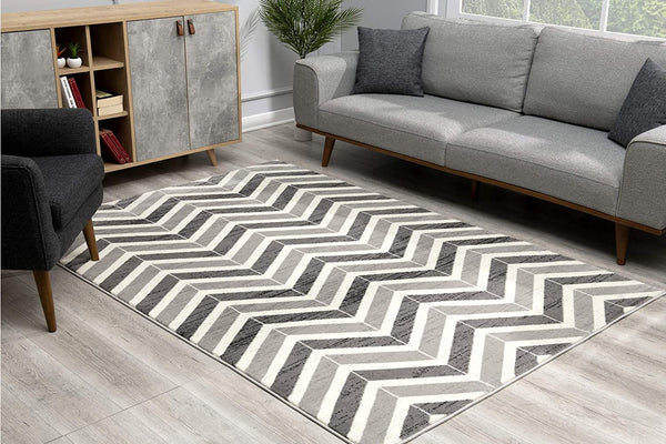 2’ x 13’ Gray Distressed Chevron Runner Rug