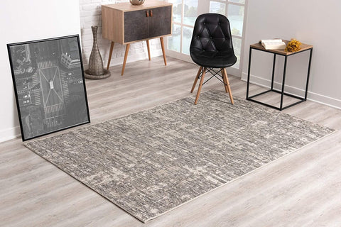 3’ x 10’ Ivory and Gray Modern Weathered Runner Rug