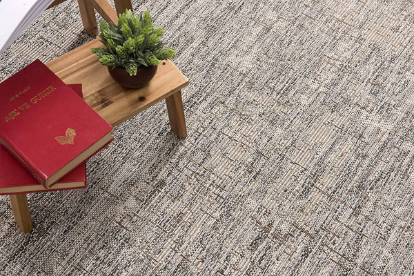 3’ x 5’ Ivory and Gray Modern Weathered Area Rug