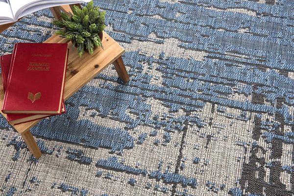 3’ x 5’ Teal Blue Abstract Textured Area Rug