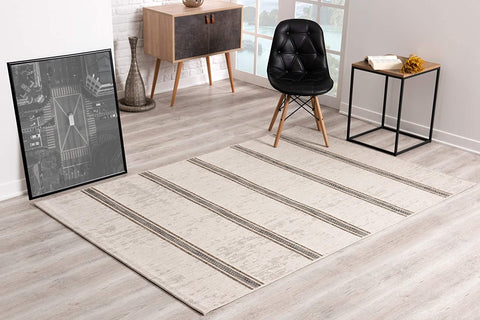 3’ x 5’ Ivory Transitional Striped Area Rug