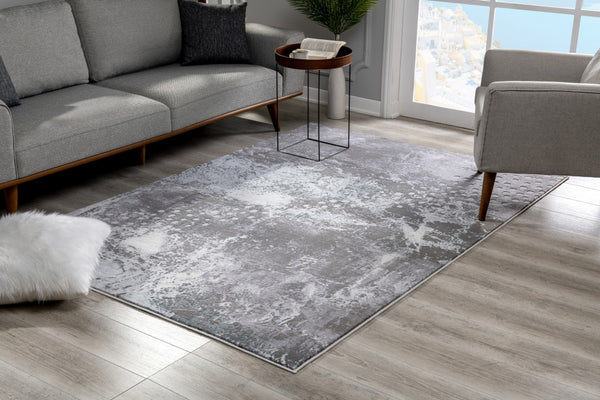 4’ x 6’ Gray Distressed Abstract Area Rug