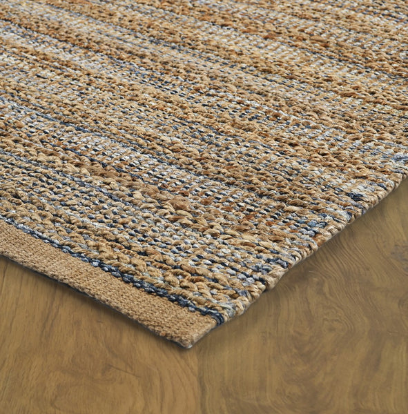 2’ x 3’ Navy and Tan Interwoven Scatter Rug