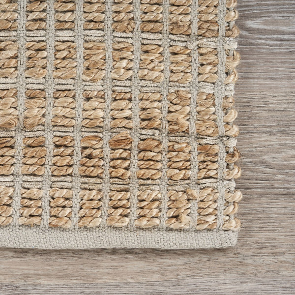 2’ x 3’ Tan and Gray Detailed Grid Scatter Rug