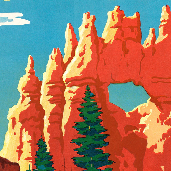 24" x 36" Vintage 1950s Bryce Canyon National Park Wall Art