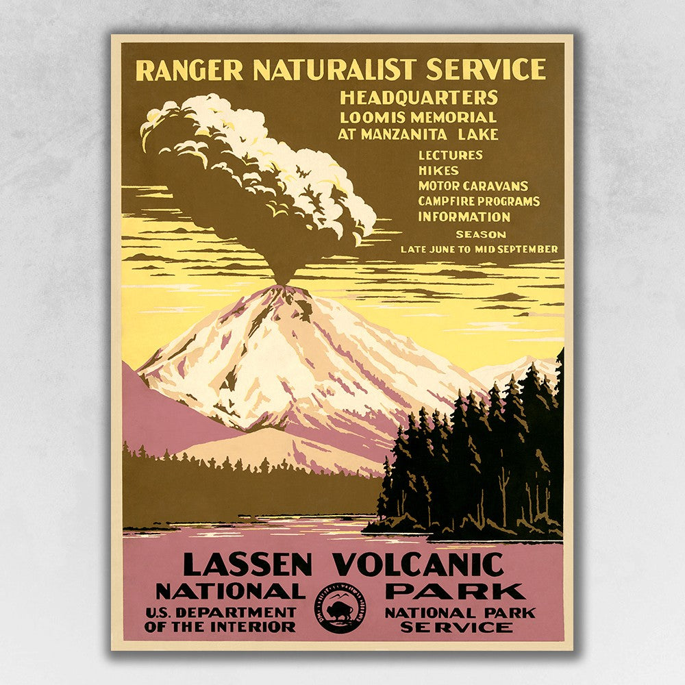 20" x 28" Lassen Volcanic National Park Vintage Travel Poster Wall Art