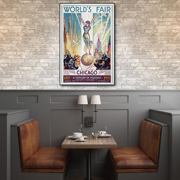 24" x 36" Vintage 1933 Chicago Worlds Fair Wall Art