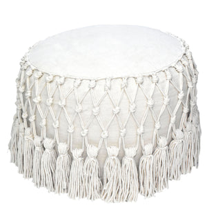 Boho Macrame Natural Pouf Ottoman