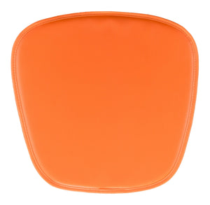 Orange Faux Leather Cushion Chair Pad