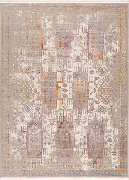 2’ x 4’ Beige Faded Tribal Motifs Area Rug