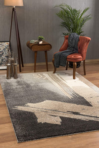 4’ x 6’ Gray and Tan Abstract Stroke Area Rug