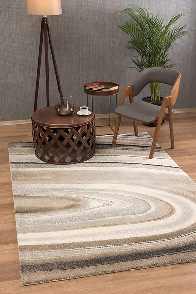 4’ x 6’ Cream and Tan Abstract Marble Area Rug