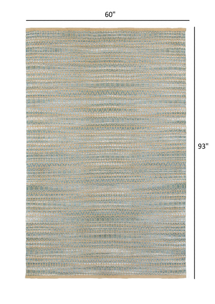 5’ x 8’ Tan and Seafoam Striated Area Rug