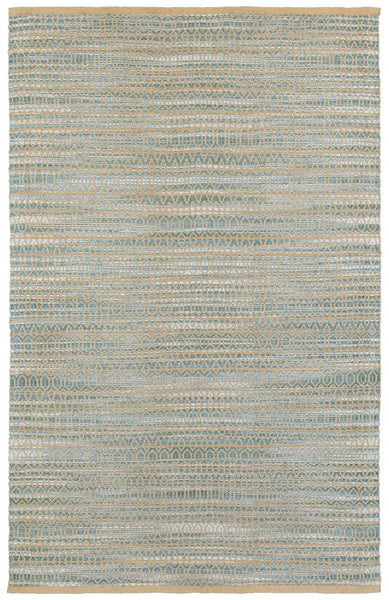 5’ x 8’ Tan and Seafoam Striated Area Rug