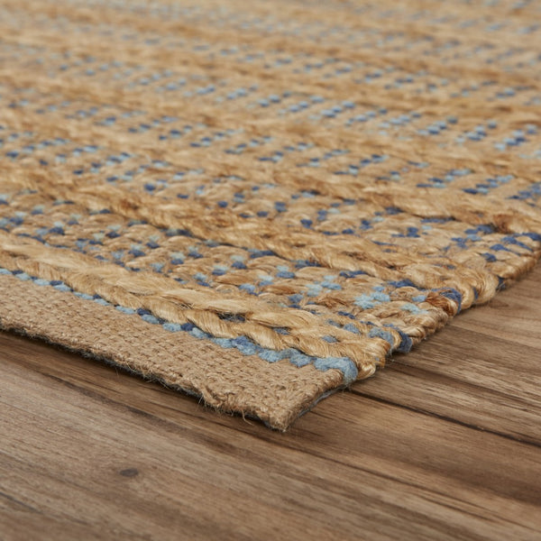 5’ x 8’ Tan and Navy Braided Jute Area Rug