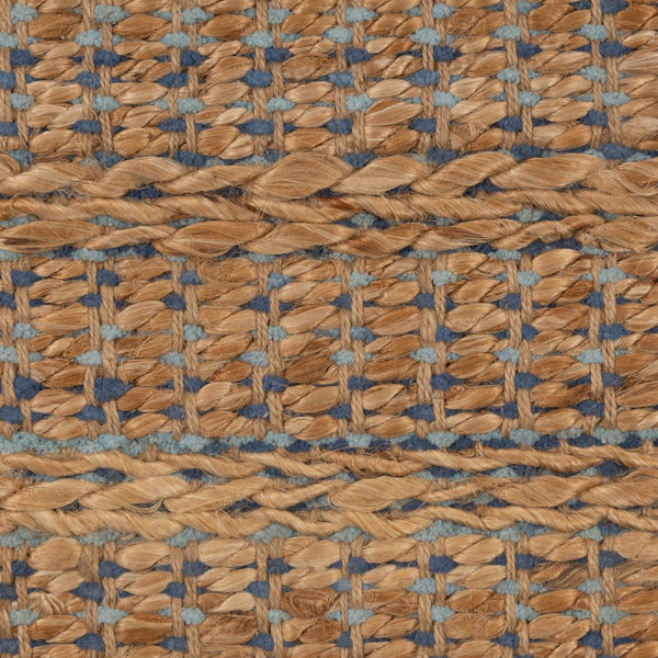 5’ x 8’ Tan and Navy Braided Jute Area Rug