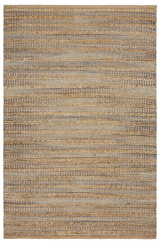 5’ x 8’ Tan and Navy Braided Jute Area Rug