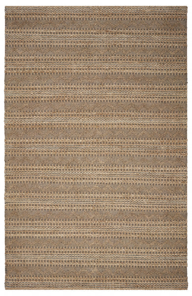 5’ x 8’ Tan and Gray Intricate Striped Area Rug