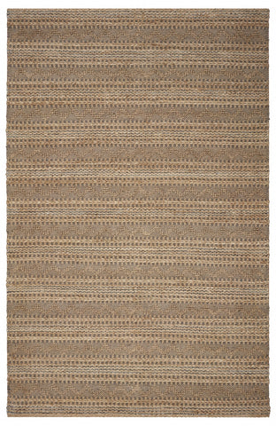 5’ x 8’ Tan and Gray Intricate Striped Area Rug