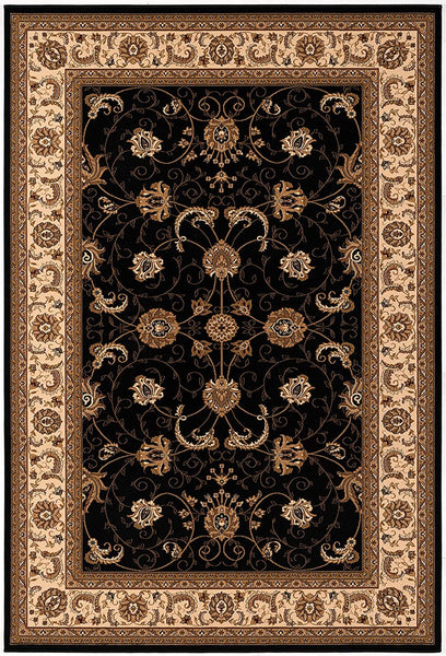 3’ x 5’ Black and Tan Floral Vines Area Rug