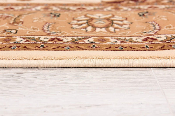 2’ x 4’ Cream and Tan Ornate Border Area Rug